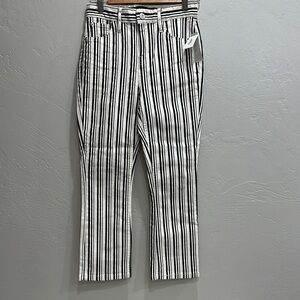 Urban Outfitters Black/ White Cotton Striped Cropped Pants